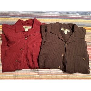 Set of 2‎ Joe Marlin Mens Short Sleeve Button Down Shirt Rayon Blend Tropical